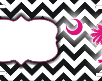 Personalized Custom Novelty License Plate chevron pattern design with SC palmetto tree