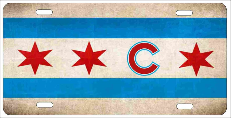 Chicago Flag Art Novelty Front License Plate Cubs Decorative Etsy
