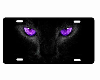 Black panther purple eyes personalized novelty front license plate decorative vanity aluminum car tag