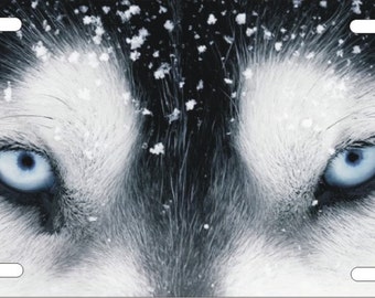 Custom Siberian Husky Eyes License Plate, Personalized Auto Tag