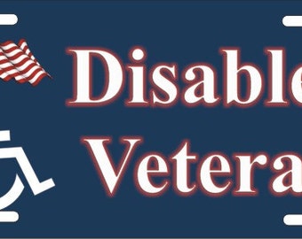 Disabled Veteran Novelty License Plate decorative vanity front Auto plate