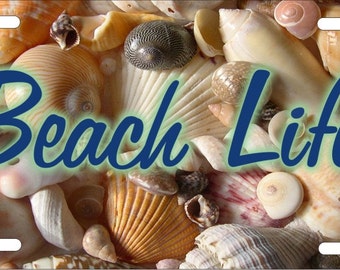 Beach Life Seashells License Plate - Personalized Custom Car Tag