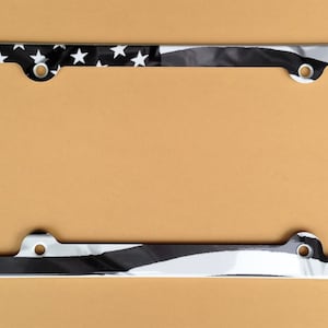 Black and white American flag License plate frame Americana Decorative Plate Holder