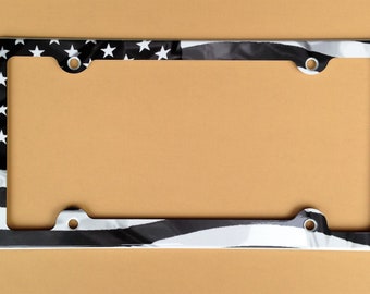 Black and white American flag License plate frame Americana Decorative Plate Holder