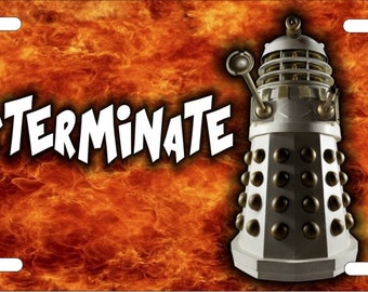 personalized customized novelty license plate Dr Who Dalek EXTERMINATE