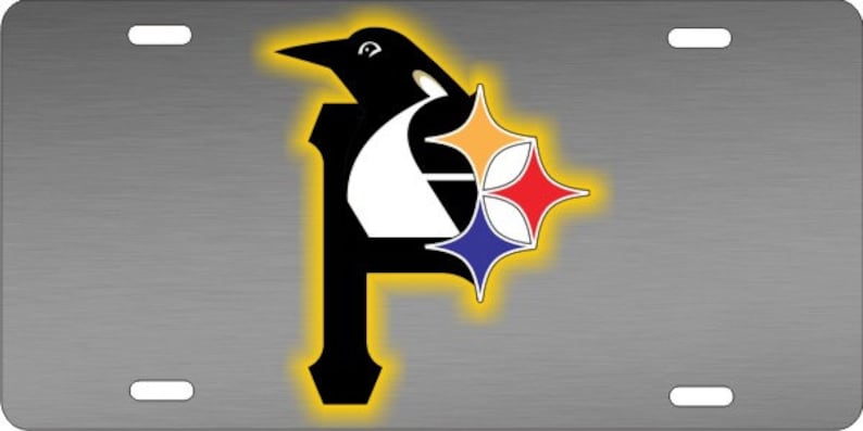Personalized Custom License Plate Pittsburgh Sports Teams Combined Logo Steelers Pirates Penguins