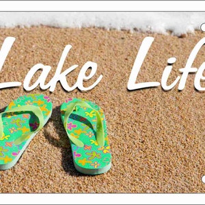 Chinelos Lake life, novidade, placa de licença, etiqueta decorativa de alumínio para carro