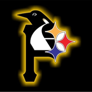 Personalized Custom License Plate Pittsburgh sports teams combined logo on black background