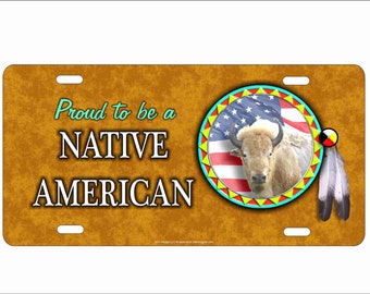 Native American White Buffalo Spirit Aluminum License Plate