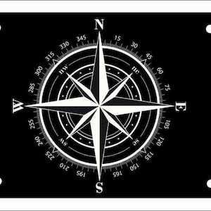 Compass rose novelty front license plate decorative vanity aluminum sign black and white