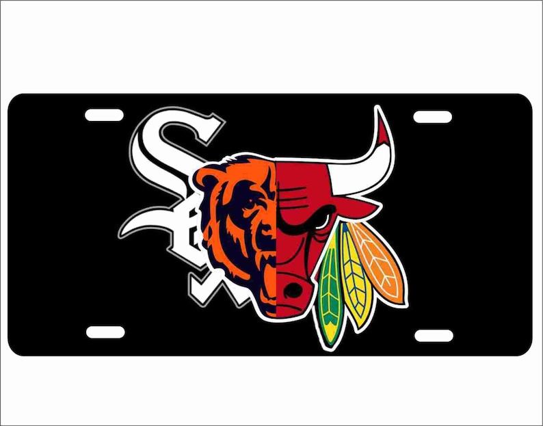 Custom License Plate Chicago Sports Teams Combined Logos Etsy