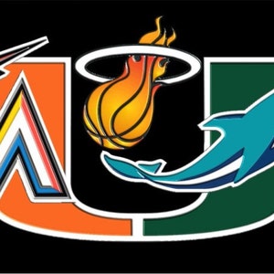 Custom Novelty License Plate MIAMI sports teams combined logos Automotive Plate