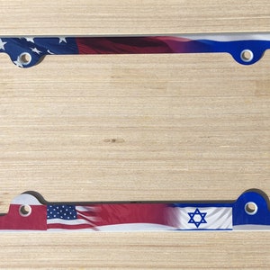 USA Israel flags License Plate Frame Decorative License Plate Holder American Israeli pride
