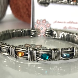 Sterling Silver Birthstone Cuff Bracelet, Mother’s Bracelet