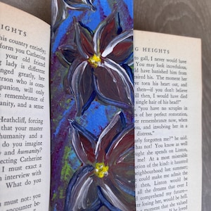Hand-Painted Floral Bookmark: Gothic Dark Romance Acrylic Art