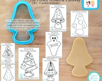 Mushroom 1 (Tall) Cookie Cutter and Fondant Cutter Designed by Callaway - **Guideline Sketches to Print Below**