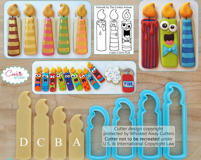 Candle Cookie Cutter 1 straight Designed by the Cookie Etsy