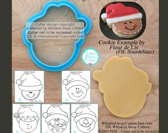 Gingerbread Man, Snowman, Santa & Elf with Hat Cookie Cutter Fondant Cutter Designed By Whisked Away Cutters - *Guideline Sketches Below**