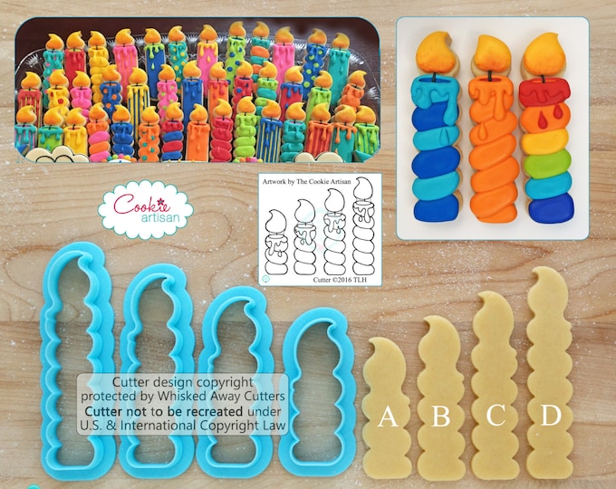 Candle Cookie Cutter 2 twisted Designed by the Cookie Artisan guideline