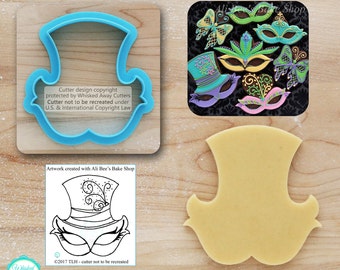 Mardi Gras Mask 2 Cookie Cutter & New Year's Mask 2 Cookie Cutter Designed with Ali Bee's Bake Shop - *Guideline Sketch to Print Below*