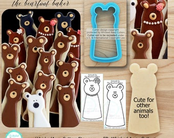 Bear Cookie Cutter Animal Cookie Cutter Designed by The Bearfoot Baker - *Guideline Sketch to Print Below*