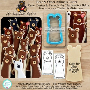 Bear Cookie Cutter Animal Cookie Cutter Designed by The Bearfoot Baker Guideline Sketch to Print Below image 1