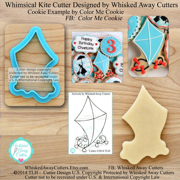 Whimsical Kite Cookie Cutter & Fondant Cutter - **Guideline Sketch To Print Below**