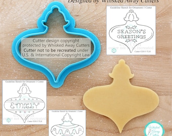 Christmas Ornament 1 Cookie Cutter and Fondant Cutter Designed By Whisked Away Cutters - **Guideline Sketches to Print Below**