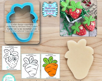 Strawberry Cookie Cutter & Carrot Cookie Cutter Designed by The Bluebonnet Bake Shoppe - *Sketches to Print Below*