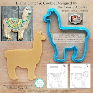 Llama Cookie Cutter and Fondant Cutter by The Cookie Architect Guideline Sketches to Print Below image 1