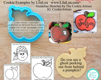 LilaLoa's Apple & Pumpkin with Ghost Cookie Cutter and Fondant Cutter - **Guideline Sketches to Print Below**