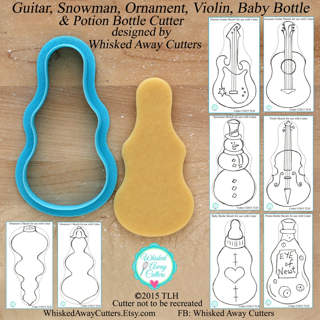Guitar, Snowman, Ornament, Violin, Baby Bottle & Potion Bottle Cookie