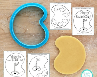 Art Palette & Golf Green Cookie Cutter and Fondant Cutter Designed By Whisked Away Cutters - **Guideline Sketch to Print Below**