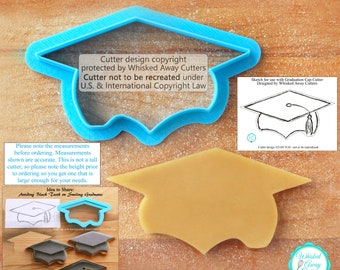 Graduation Cap with Incorporated Tassel Cookie Cutter -  Three Sizes - **Guideline Sketch To Print Below**