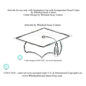 Graduation Cap with Incorporated Tassel Cookie Cutter Three Sizes Guideline Sketch To Print Below image 3