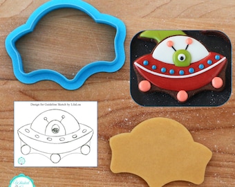 LilaLoa's Spaceship Cookie Cutter & Fondant Cutter - **Guideline Sketch to Print Below Plus Tutorial Link**