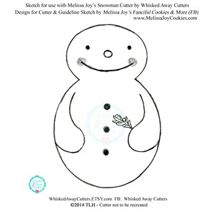 Melissa Joy's Snowman Cookie Cutter and Fondant Cutter Guideline Sketch To Print Below image 2