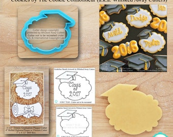 The Trinnie Graduation Cap Plaque Cutter Graduation Cutter Designed by Whisked Away Cutters - *Guideline Sketch to Print Below*