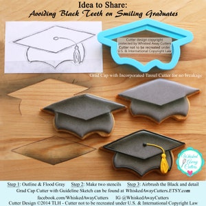 Graduation Cap with Incorporated Tassel Cookie Cutter Three Sizes Guideline Sketch To Print Below image 2