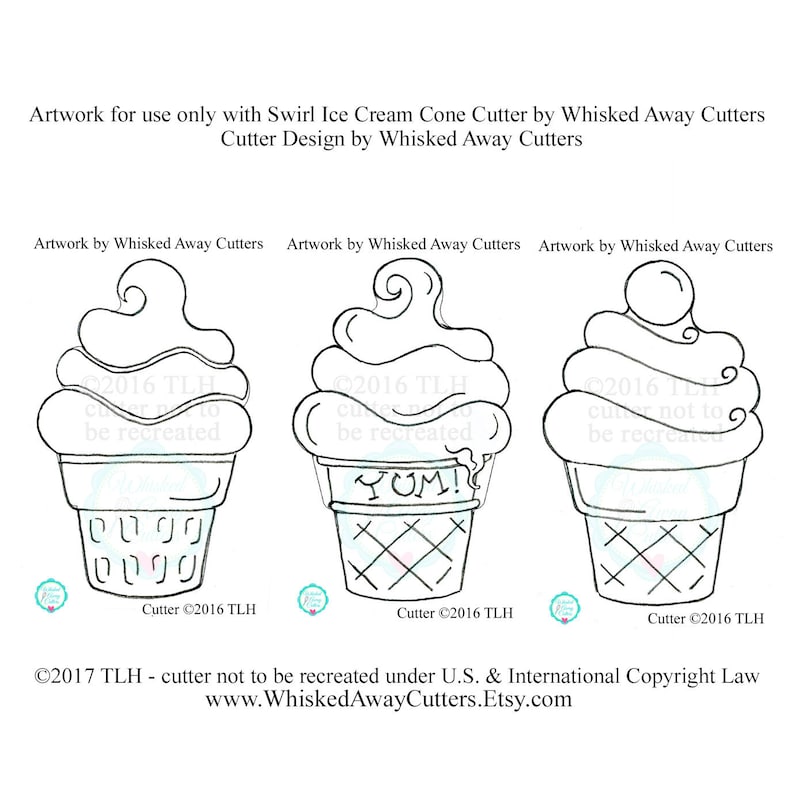 Swirl Ice Cream Cone Cookie Cutter & Fondant Cutter Etsy