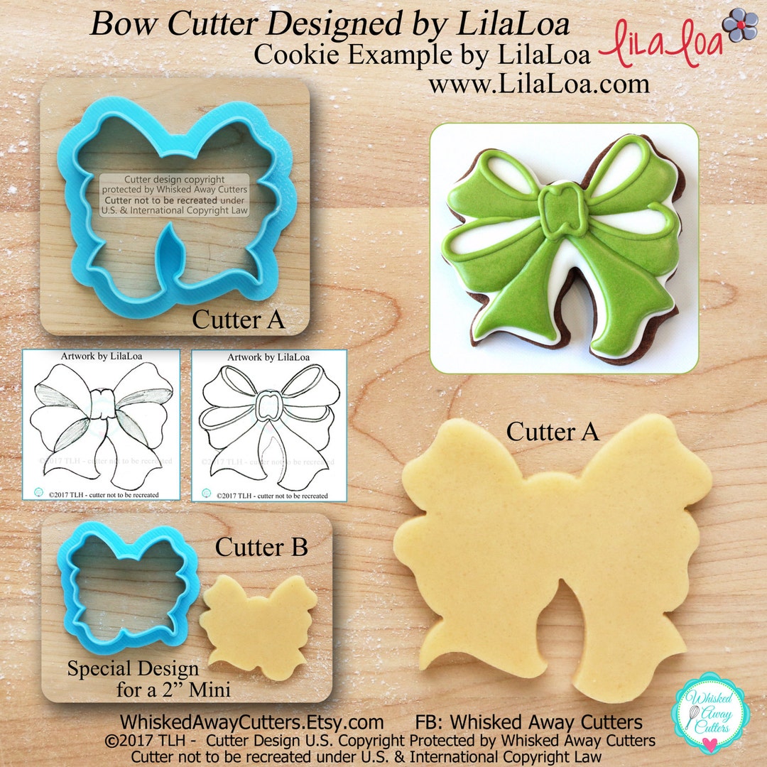 Lilaloa's Bow Cookie Cutter and Fondant Cutter - *guideline Sketches to ...