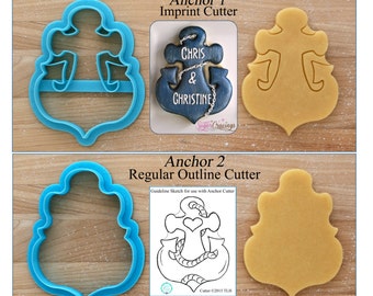 Anchor Cookie Cutter & Fondant Cutter Designed by Whisked Away Cutters - **Guideline Sketch to Print Below**