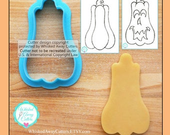 Tall Pumpkin 1 Cookie Cutter and Fondant Cutter - Three Sizes - **Two Guideline Sketches to Print Below**