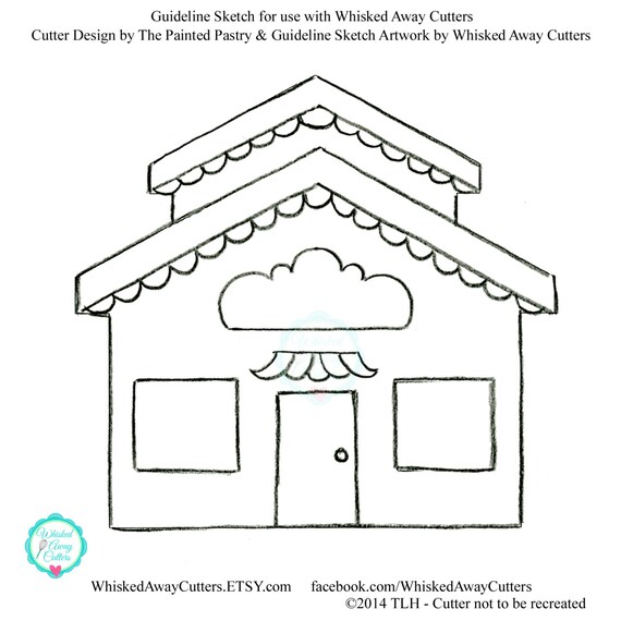 Barn House Bakery School Gingerbread House Cookie Cutter Fondant Cutter Guideline Sketches To Print Link To 3d Version Below