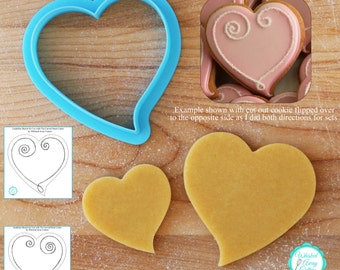 Curved Heart Cookie Cutter Fondant Cutter - **Guideline Sketches in Two Directions to Print Below**