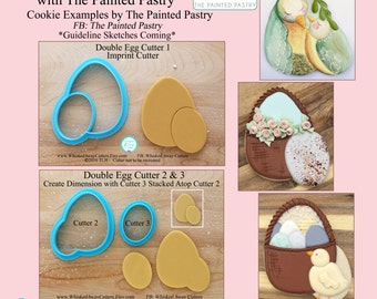 Double Egg Cookie Cutter & Fondant Cutter Designed with The Painted Pastry - *Guideline Sketches to Print Below*