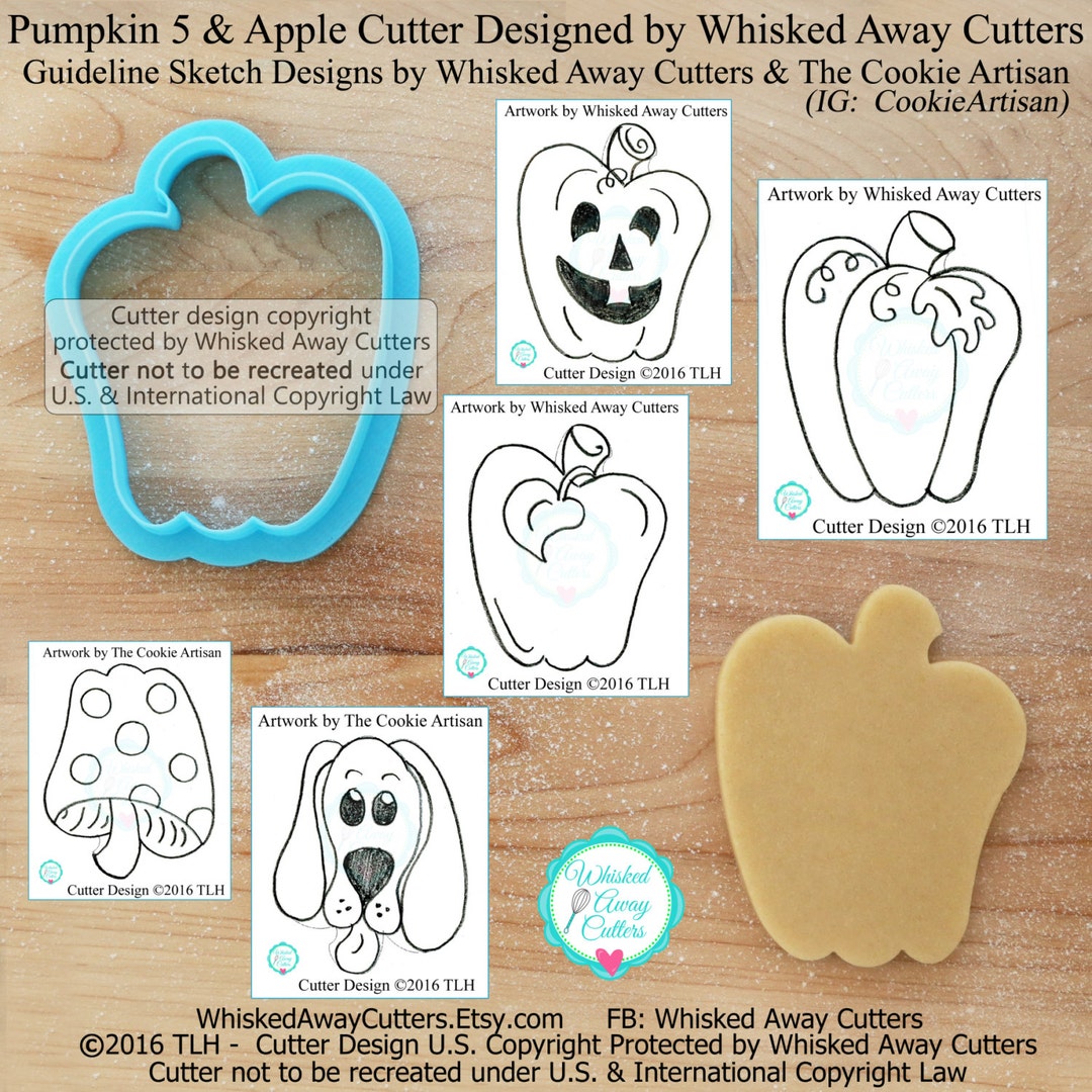 Pumpkin 5 & Apple Cookie Cutter and Fondant Cutter Designed by Whisked
