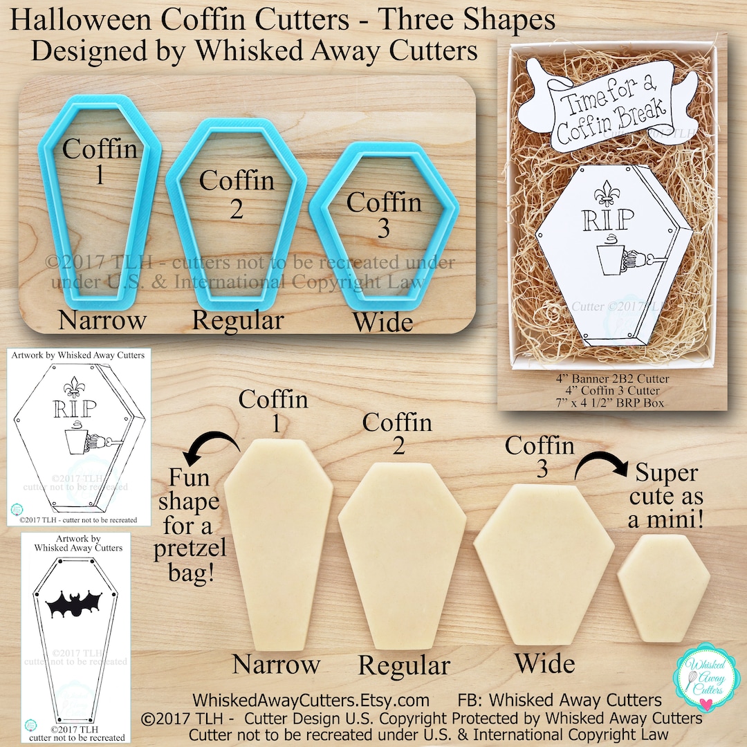 Halloween Coffin Cutters in Three Shapes Designed by Whisked Away