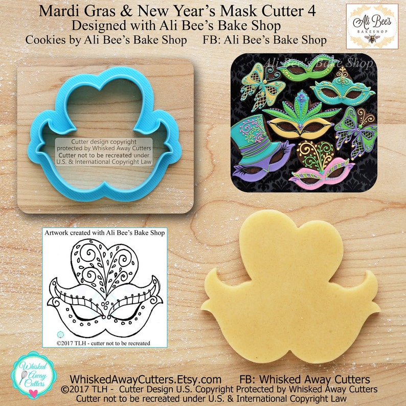 Carnival mask cookie cutter 10 cm in PLA
