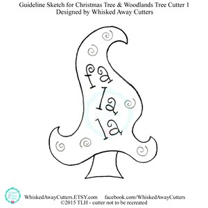 Christmas Tree & Woodlands Tree 1 Cookie Cutter and Fondant Cutter Designed By Whisked Away Cutters Guideline Sketch to Print Below image 2